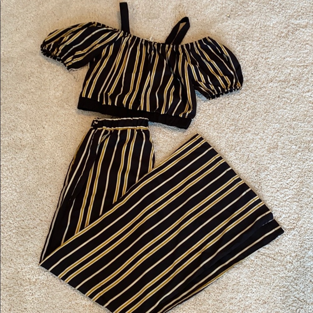 girls striped two-piece set